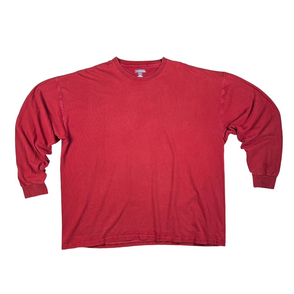 Russell Athletic Mens XXL Red Long Sleeve T-Shirt Crew Neck Solid Cotton Blend